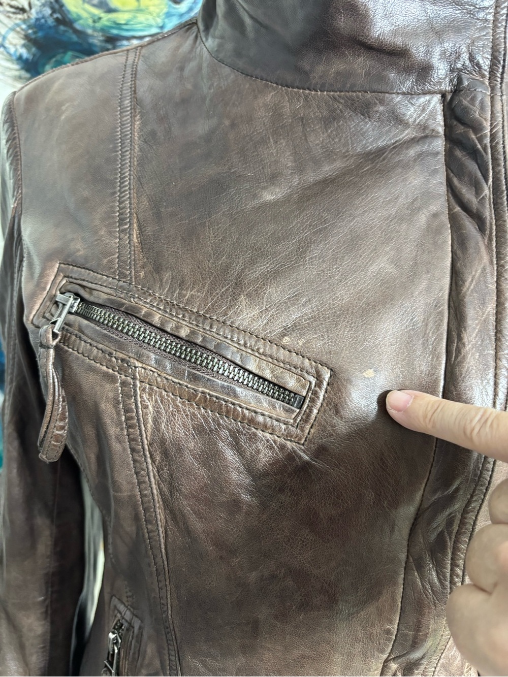 Danier Brown Asymmetrical Leather Moto Jacket - Picture 4 of 16